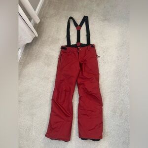 686 Women's Red Snow Pants with Suspenders